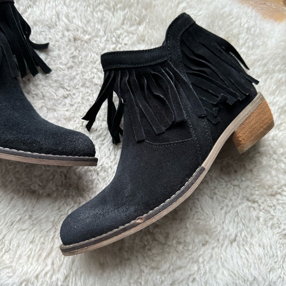 Primadonna Collection Black Suede Fringe Ankle Booties - Picture 2 of 11
